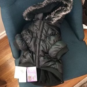 Black quilted dog jacket